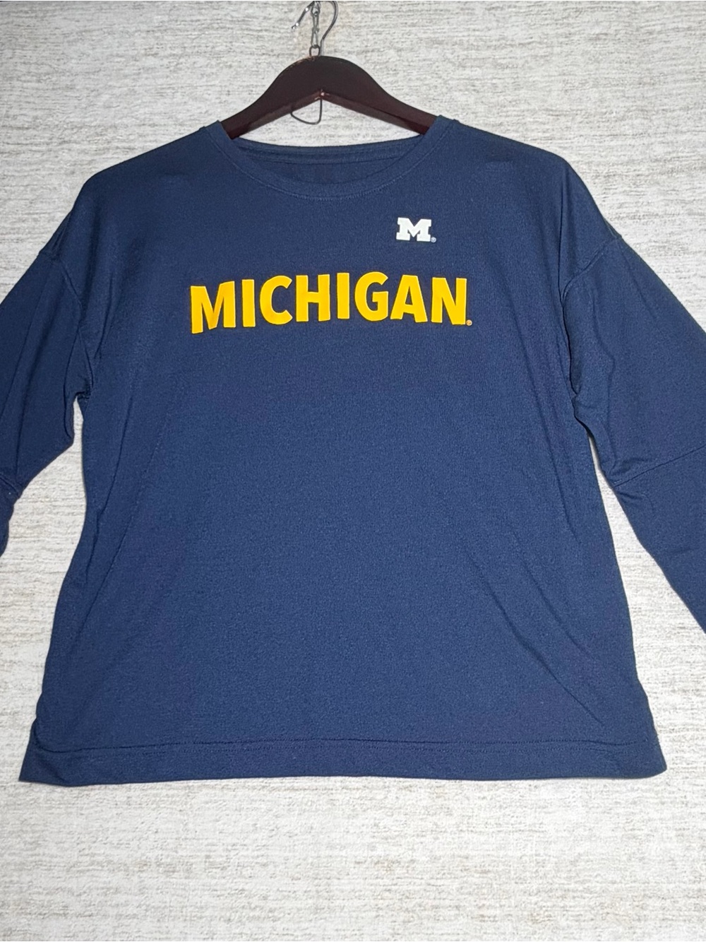 Nike Navy Long-Sleeve Shirt with Yellow Michigan Logo